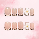 Wild Petal | Handmade Nails,Ellie Vincy Press on Nails,Short  Almond,Cute, Floral, French tip,Handmade White, Pink, Floral press on nails,10 pcs, False nails,Reusable,Glue on nails,Sticky on nails,Pop on nails