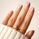 Pearl Glow｜New,Ellie Vincy Press on Nails,Short  Almond,Cute, Iridescent, Ombre, White press on nails,30 pcs, False nails,Reusable,Glue on nails,Sticky on nails,Pop on nails