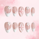 Blush Petals | Handmade Nails,Ellie Vincy Press on Nails,Short  Almond,Cute, Floral, French tip,Handmade White, Floral, Pink press on nails,10 pcs, False nails,Reusable,Glue on nails,Sticky on nails,Pop on nails