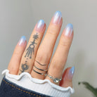 Frosted Sky | NEW,Ellie Vincy Press on Nails,  ,Ombre, Chrome, Blue press on nails,30 pcs, False nails,Reusable,Glue on nails,Sticky on nails,Pop on nails