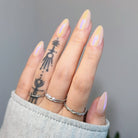 Soft Radiance | NEW,Ellie Vincy Press on Nails,  Almond,Chrome, Beige press on nails,30 pcs, False nails,Reusable,Glue on nails,Sticky on nails,Pop on nails