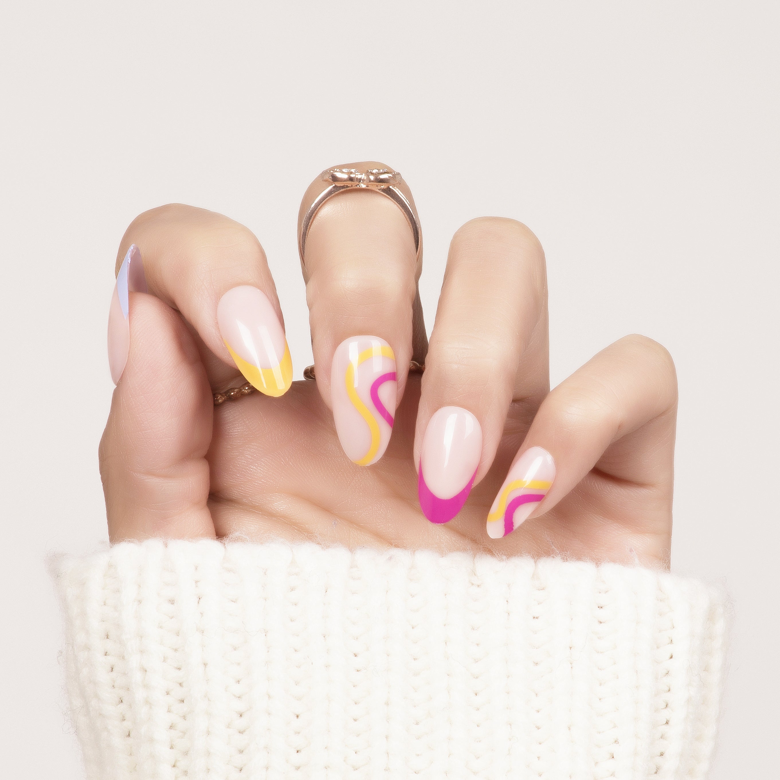 Mermaid Magic,Ellie Vincy Press on Nails,  Almond,Other, Multicolor press on nails,28 pcs, False nails,Reusable,Glue on nails,Sticky on nails,Pop on nails