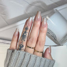 Nude Shine,Ellie Vincy Press on Nails,Medium  Coffin,Ombre, Solid color, White press on nails,28 pcs, False nails,Reusable,Glue on nails,Sticky on nails,Pop on nails