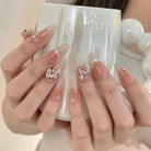 Sparkling Diamond Frost | Handmade Nails,Ellie Vincy Press on Nails,  Almond,Other,Handmade Pink press on nails,10 pcs, false nails,reusable,glue on nails