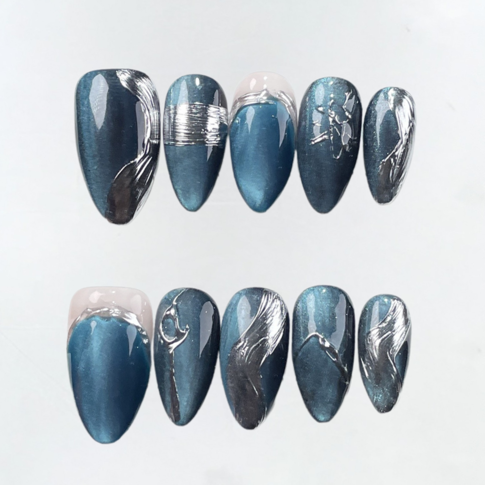 Almond Shade | Handmade Nails,Ellie Vincy Press on Nails,Short, Medium  Almond,Metallic, Chrome, Holographic, Cute, Abstract, Animal print, Floral, Iridescent, Geometric, Glitter, Ombre, French tip, Other, Solid color, Natural,Handmade Purple, Gold, Multicolor press on nails,10 pcs, false nails,reusable,glue on nails